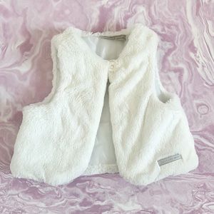 White faux fur kids jacket